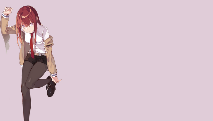 Makise Kurisu from Steins;Gate leaning against a wall