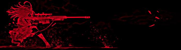 Anime girl with sniper rifle firing