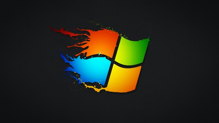 Windows 7 paint splatter logo on dark background