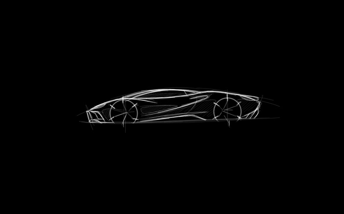digital art, car, monochrome, black background, minimalism, modern, sketches, white, drawing, sports car