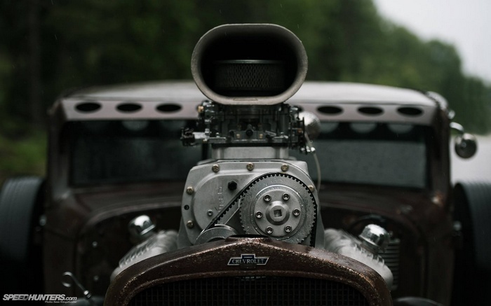 Chevrolet hot rod with supercharger