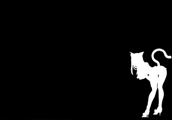Silhouette of a cat girl with long hair