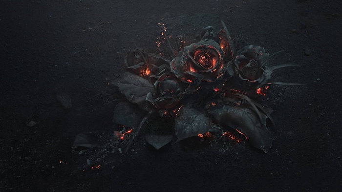 Gothic roses burning with inner fire