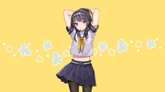Shigure Ui in a school uniform with arms up