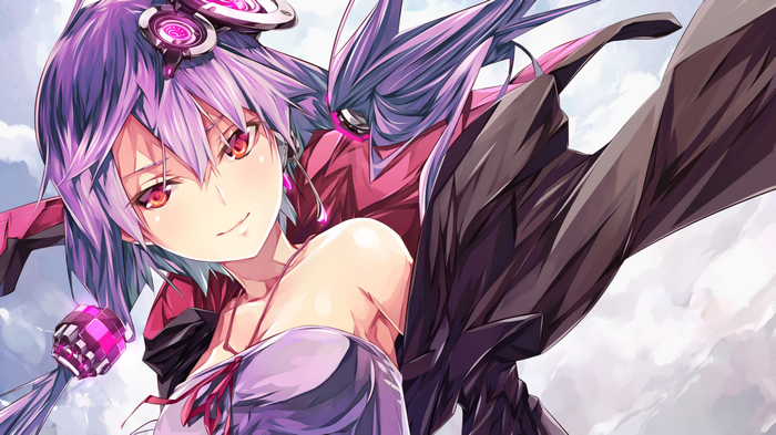 Yuzuki Yukari anime girl with purple hair and headphones