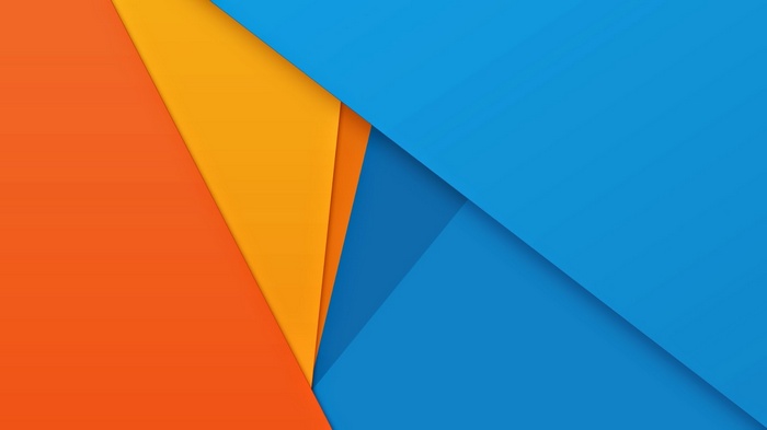 Material style abstract shapes with orange and blue colors