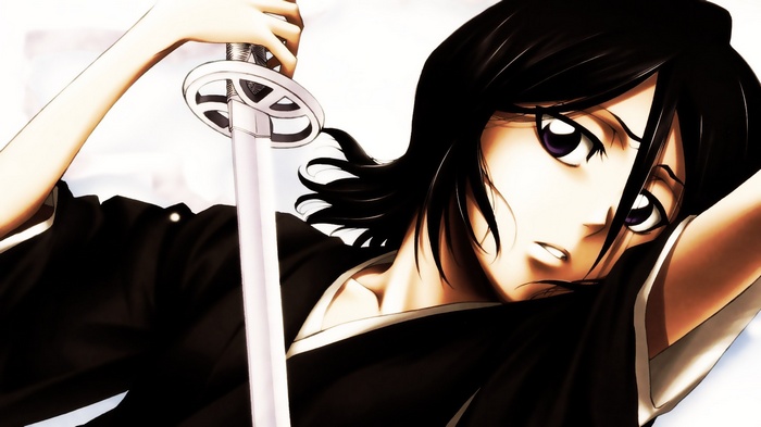 Kuchiki Rukia from Bleach holding a katana