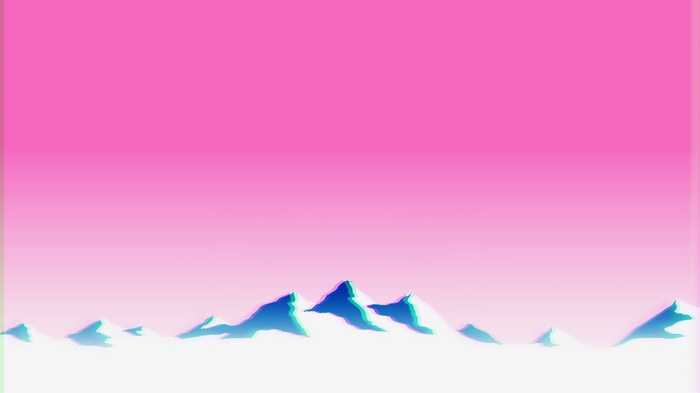 Vaporwave mountains with glitch art effect