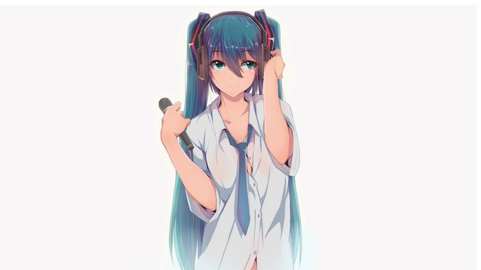 Hatsune Miku with Headphones and Microphone