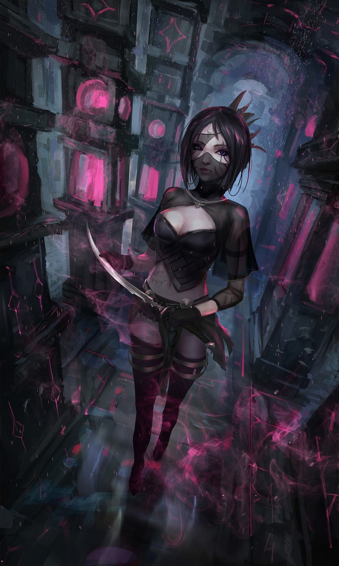 Templar Assassin from Dota 2 holding a dagger