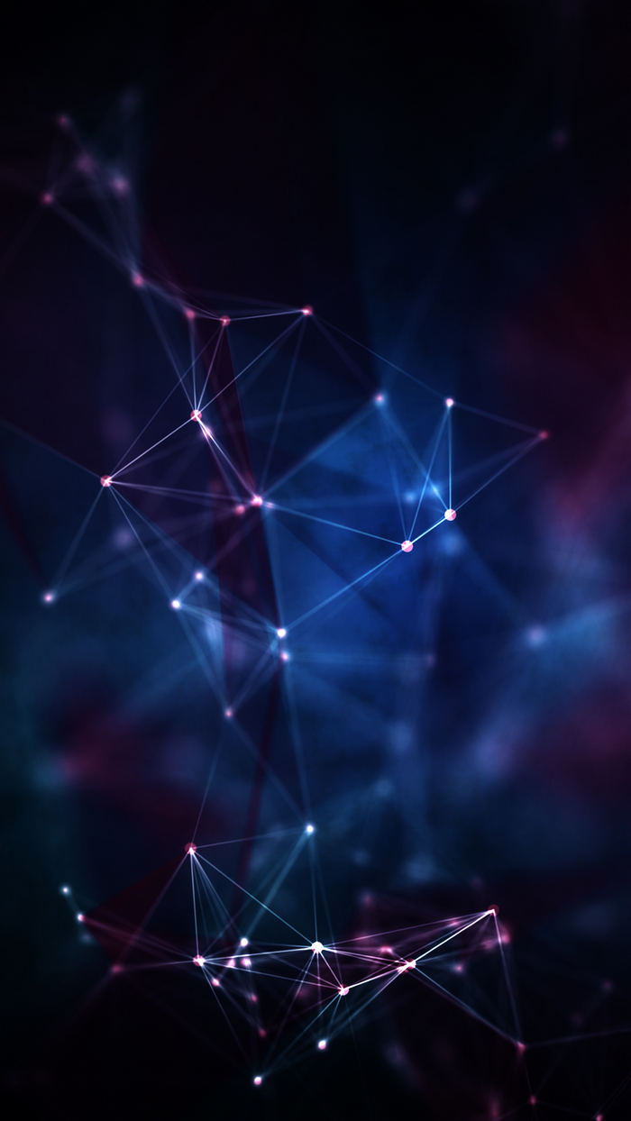 Abstract network of glowing nodes and lines