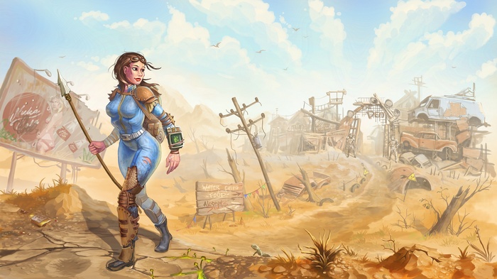 Fallout artwork of a woman in a wasteland