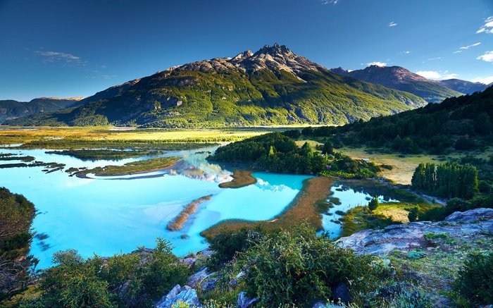 Turquoise lake and mountains in Patagonia, Chile
