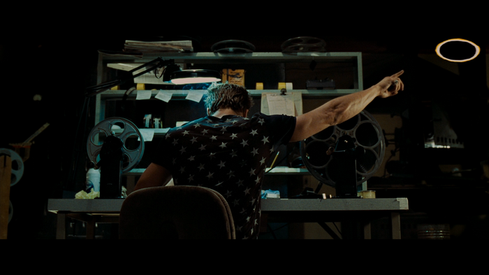 Fight Club man pointing at a solar eclipse