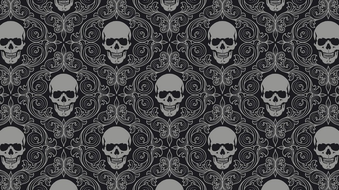 Monochrome ornamented skull pattern