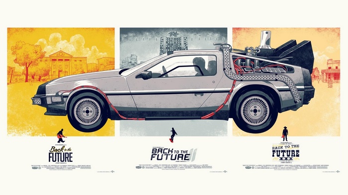 Back to the Future DeLorean car poster