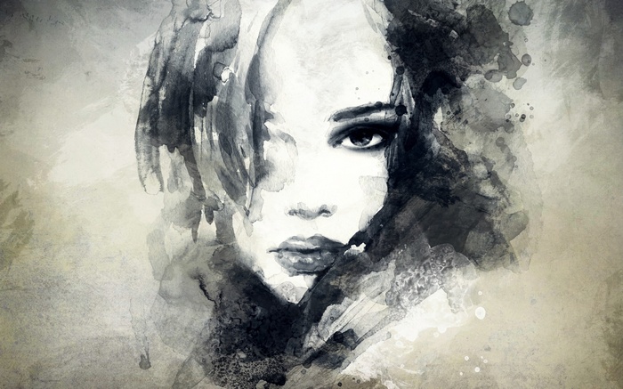 Watercolor portrait of a woman