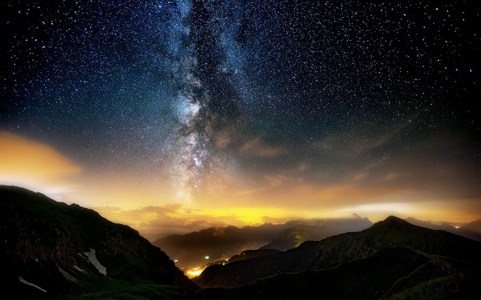 Milky Way over Italian Mountains at Night