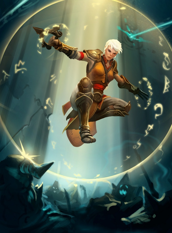 Monk from Diablo casting a spell