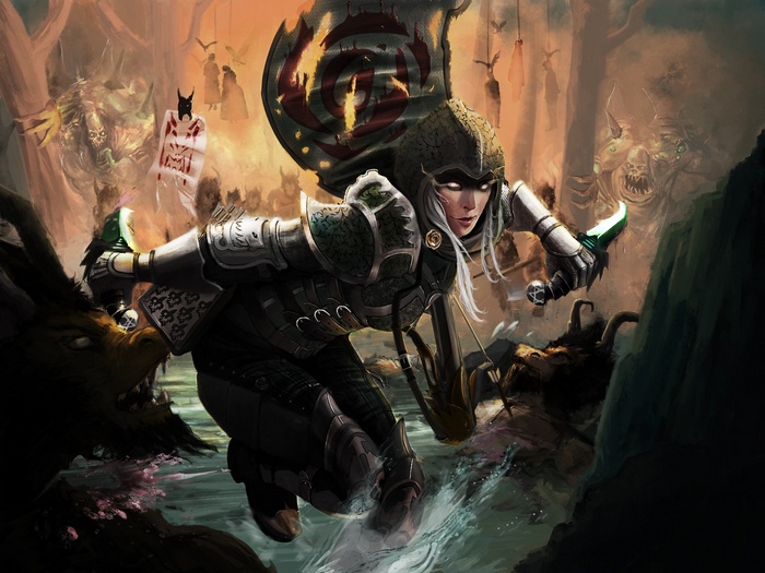 Demon Hunter in a dark fantasy forest