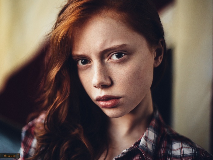 Ekaterina Yasnogorodskaya, a redhead model with freckles