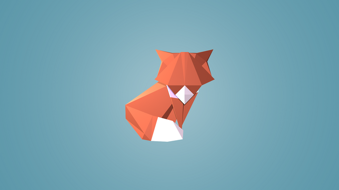 Low poly origami fox on a blue background