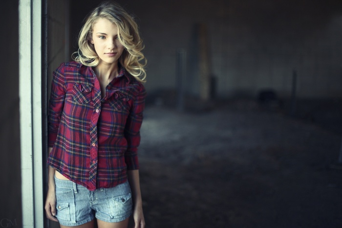 Woman in Plaid Shirt and Jean Shorts
