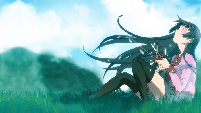 Hitagi Senjougahara with scissors in Monogatari Series