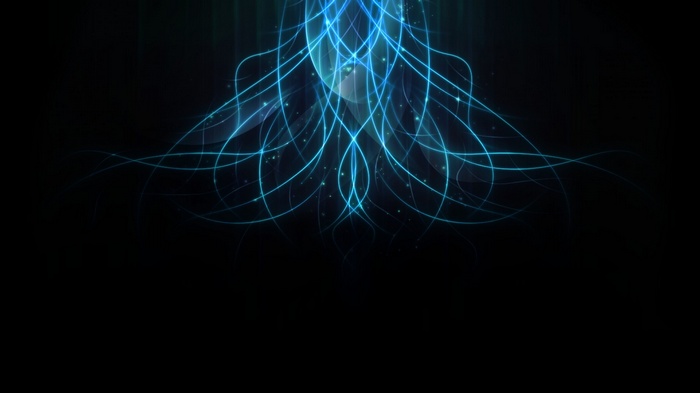 Abstract blue glowing lines on black background
