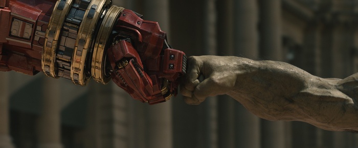 Hulk and Hulkbuster fist bump