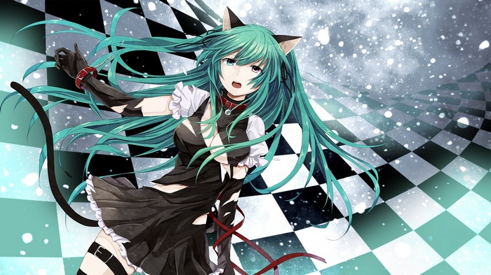Ouka Alice with Teal Hair and Nekomimi