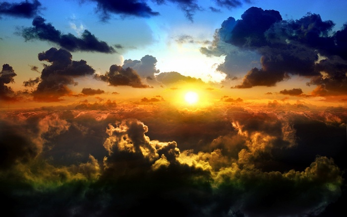 Sunset over dramatic clouds