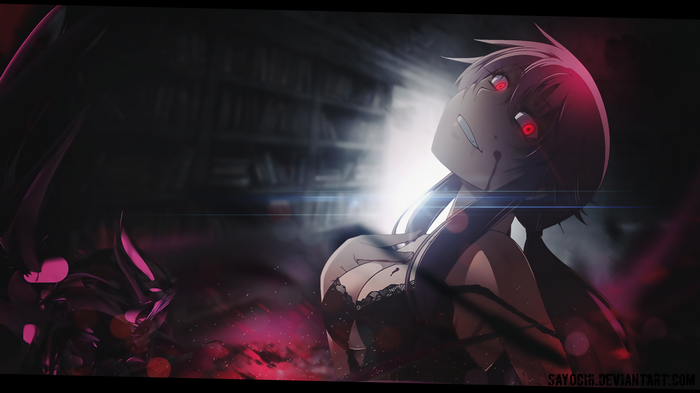 Gasai Yuno from Mirai Nikki with red eyes