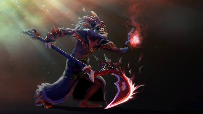 Dazzle from Dota 2 with a scythe and magic