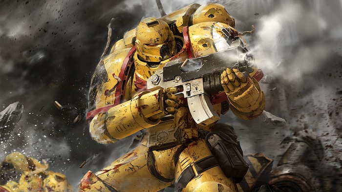 Warhammer 40,000 Imperial Fists Space Marine in Battle