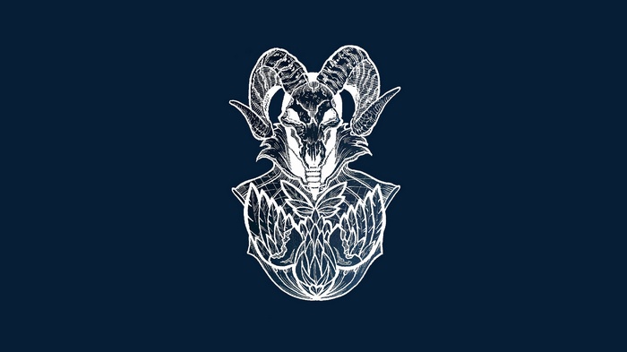 Fantasy art of a demonic ram skull bust