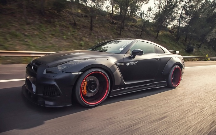 Matte black Nissan GT-R PD750 Widebody by Prior Design