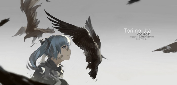 Tori no Uta Vocaloid Hatsune Miku with Crows