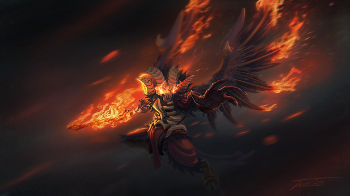 Dota 2 loading screen with a fiery demon