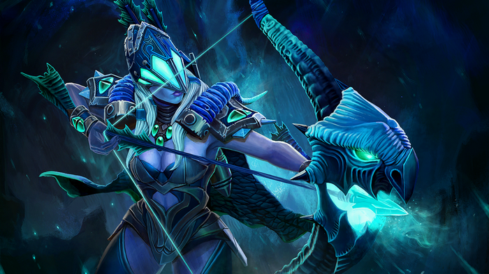 Drow Ranger with a bow and arrow in Dota 2