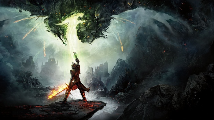 Dragon Age: Inquisition - Knight fighting a dragon