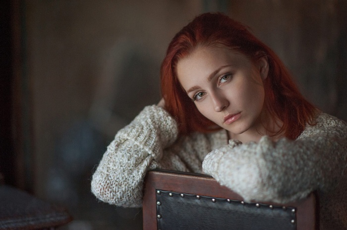 Portrait of Vladislava Masko, a redhead model