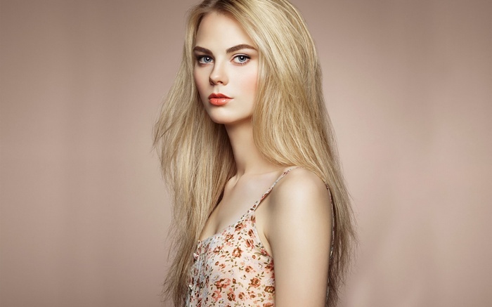 Portrait of a blonde woman with long hair