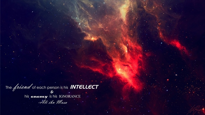 Quote by Ali ibn Musa over a nebula background