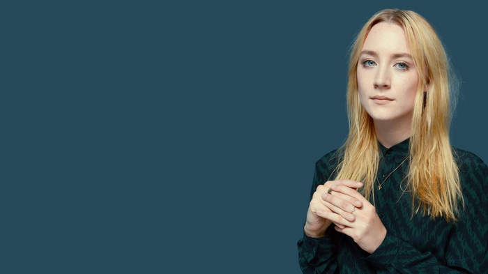 Saoirse Ronan with blonde hair and blue eyes