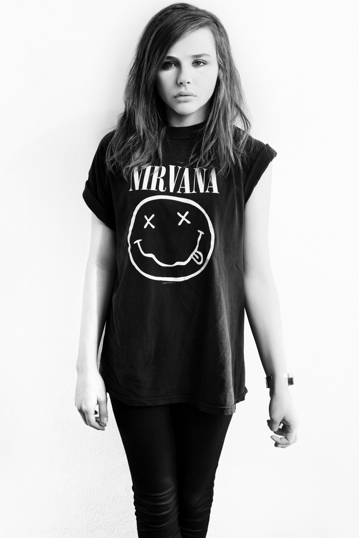 Chloë Grace Moretz wearing a Nirvana t-shirt