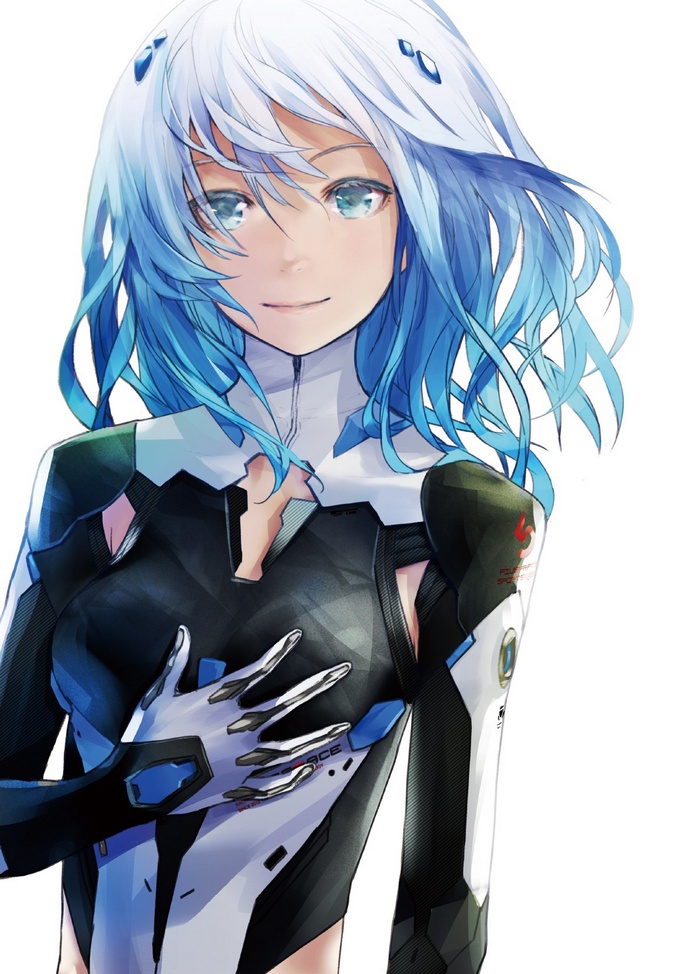 Lacia from Beatless in a futuristic suit