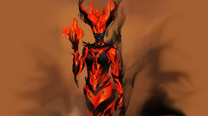 Fantasy art of a fire elemental creature