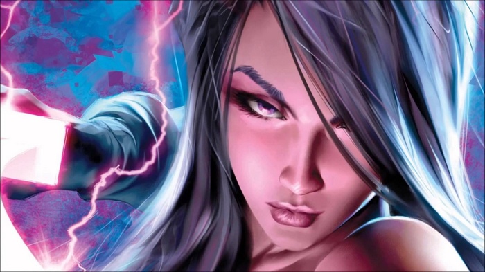 Psylocke with pink and blue lightning