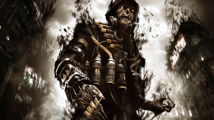 Scarecrow from Batman: Arkham Knight in a dark city